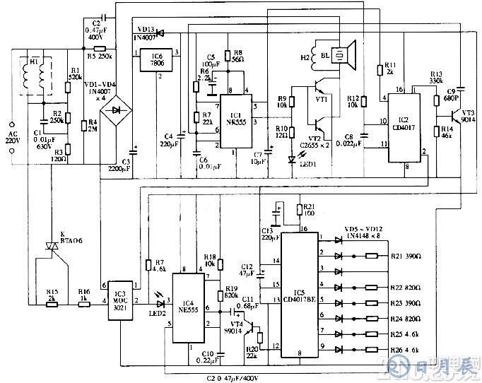 15W電子驅蟲器電路圖