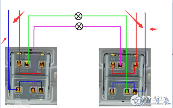 雙開電燈開關怎么接線